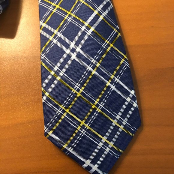 Lauren Ralph Lauren Blue and Yellow Plaid Dress Tie - Picture 1 of 3